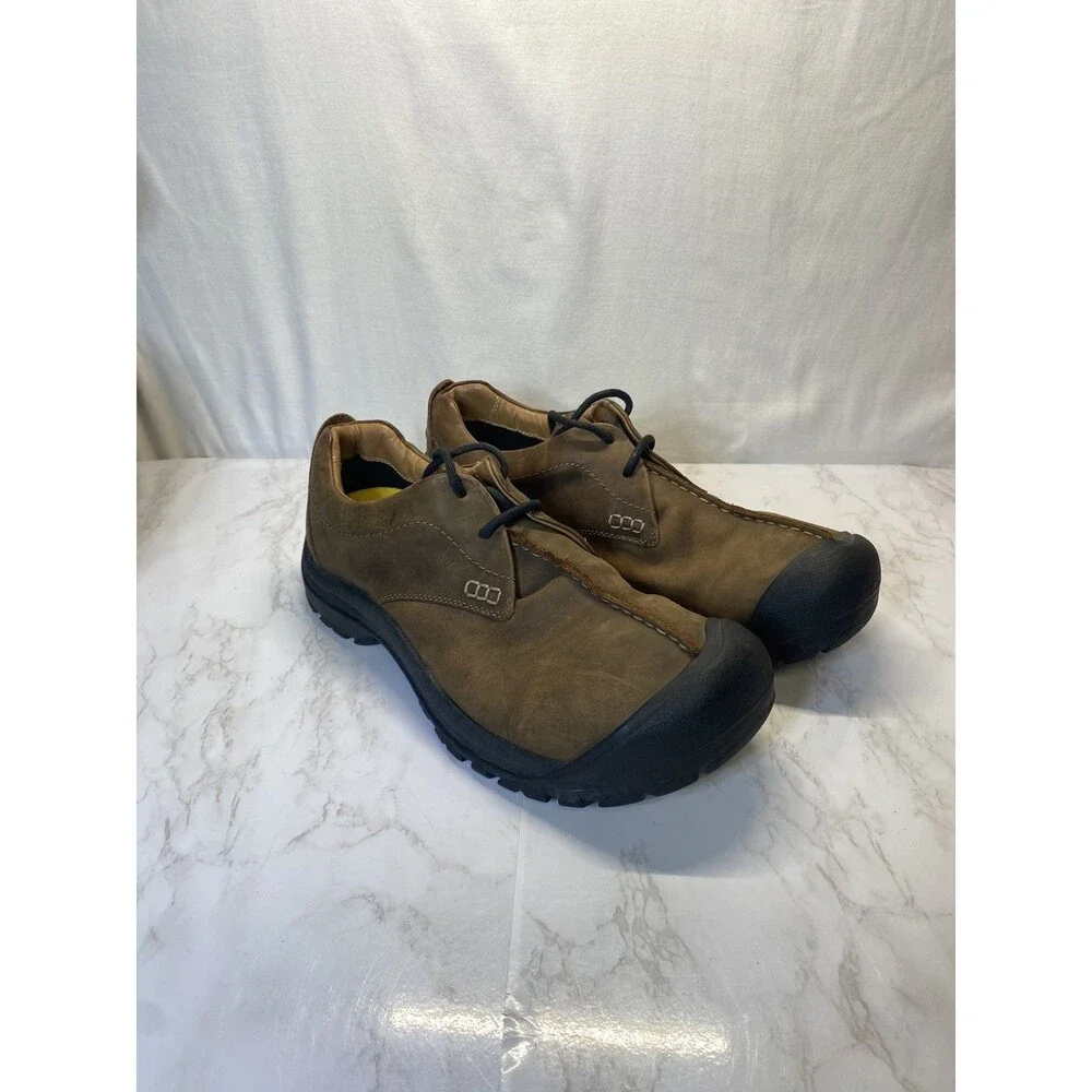 Keen Boston III Brown Leather Hiking Rubber Toe Lace Up Shoes Mens 13